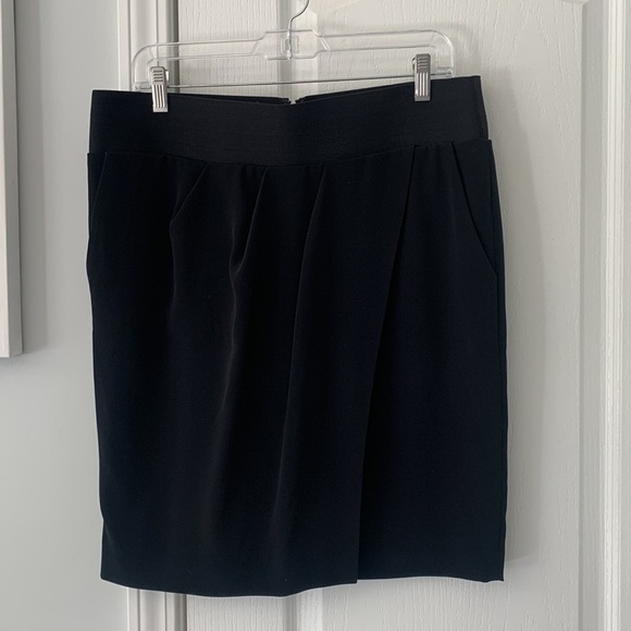 Club Monaco Benellie Skirt 10 faux wrap pleated midi elastic waist pockets - Picture 11 of 14